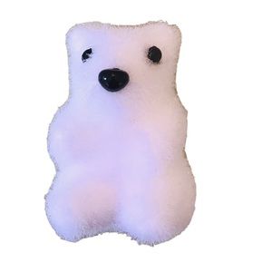 Miniature Flocked Polar Bear Dollhouse Decoration